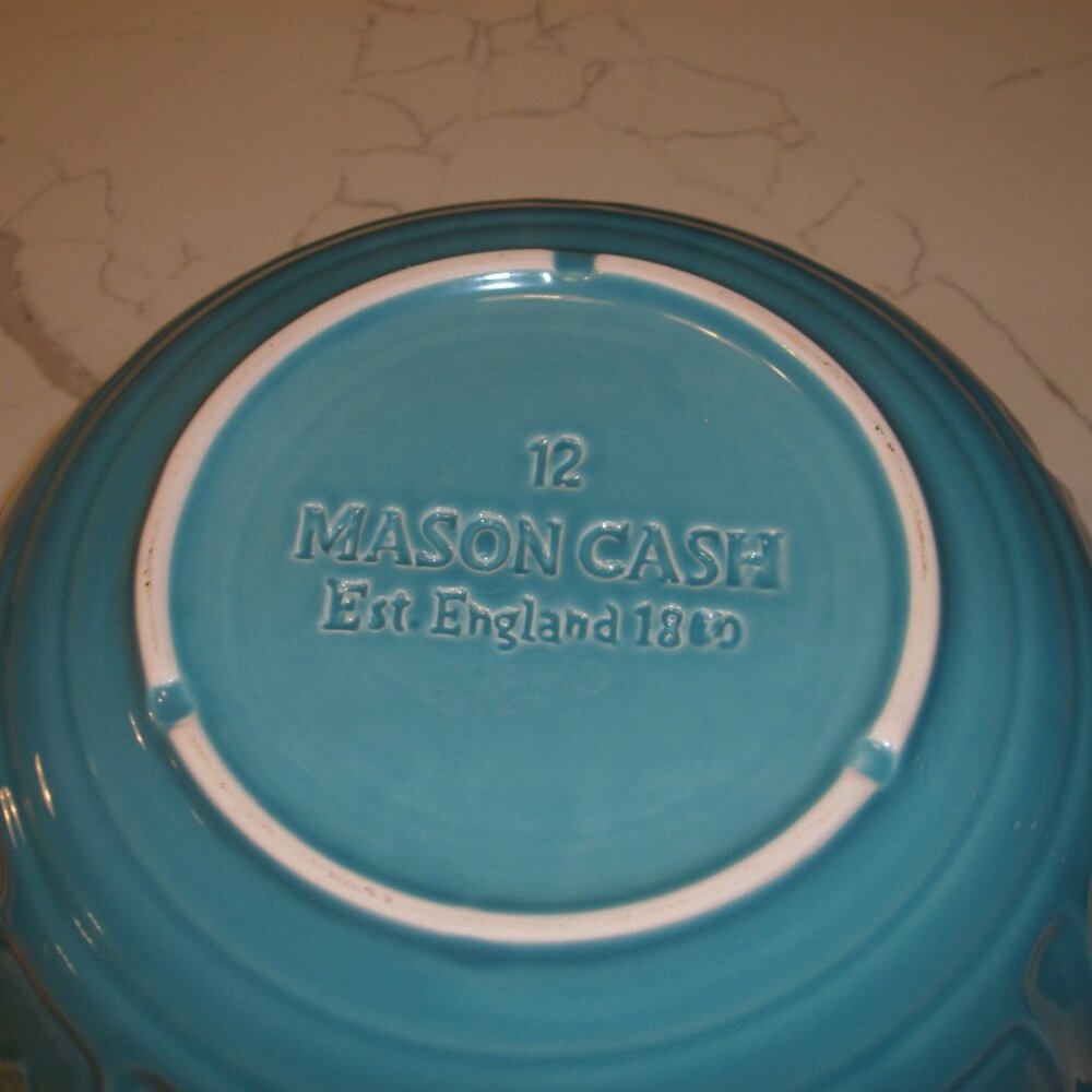 MASON CASH TURQUOISE 3 PIECE MIXING BOWL SET NEW RARE - Picture 8 of 9